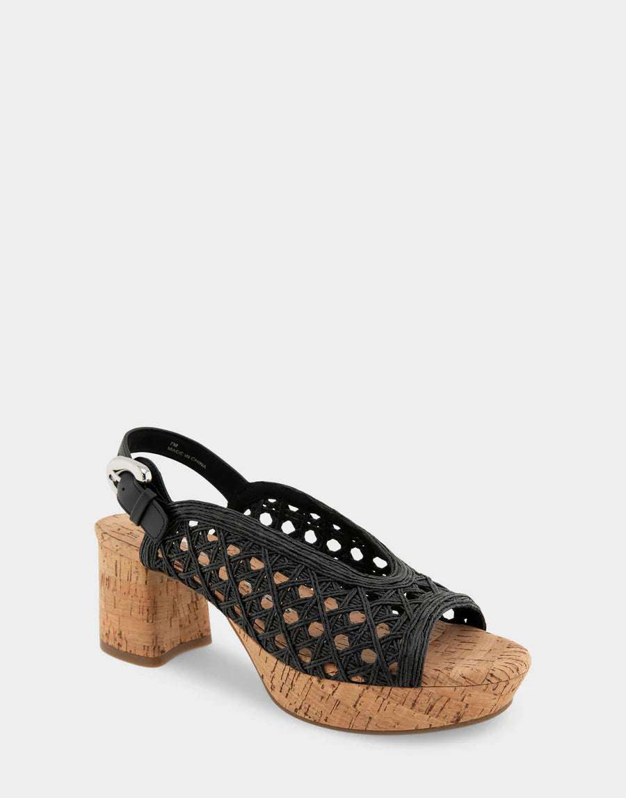 Cornelia Black Embroidered Raffia