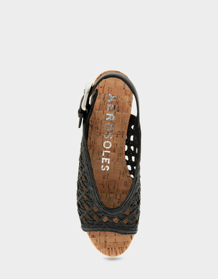 Cornelia Black Embroidered Raffia