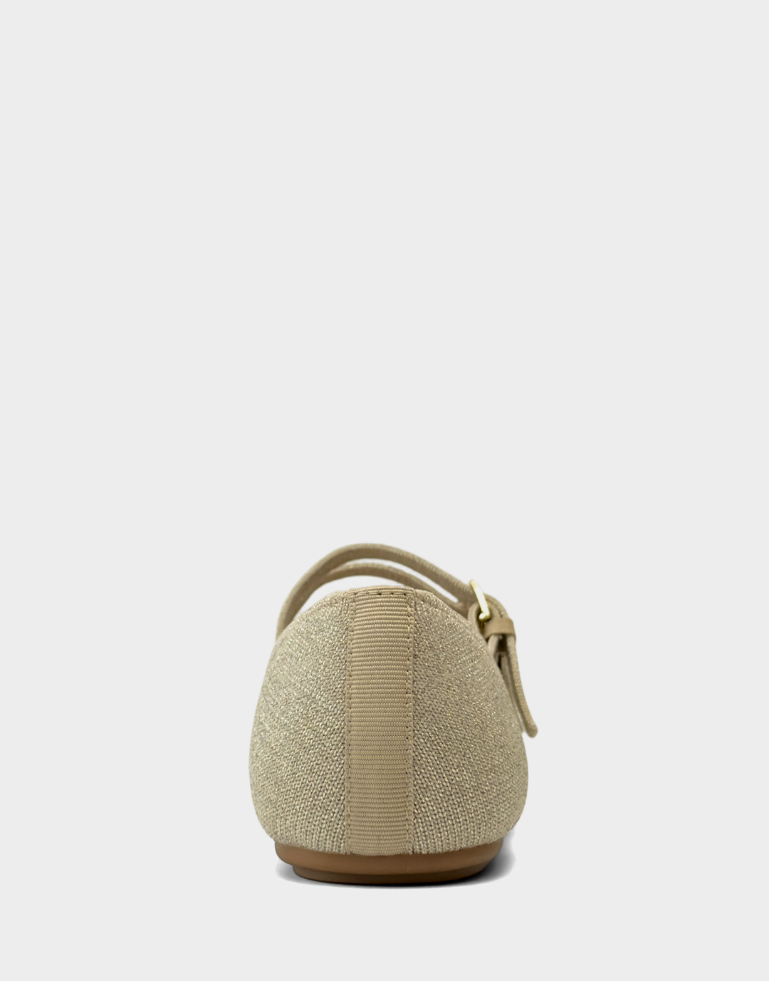 Rear view of the Aerosoles Brit ballet flat in Soft Gold Knit showing the reinforced heel and supportive flat sole.