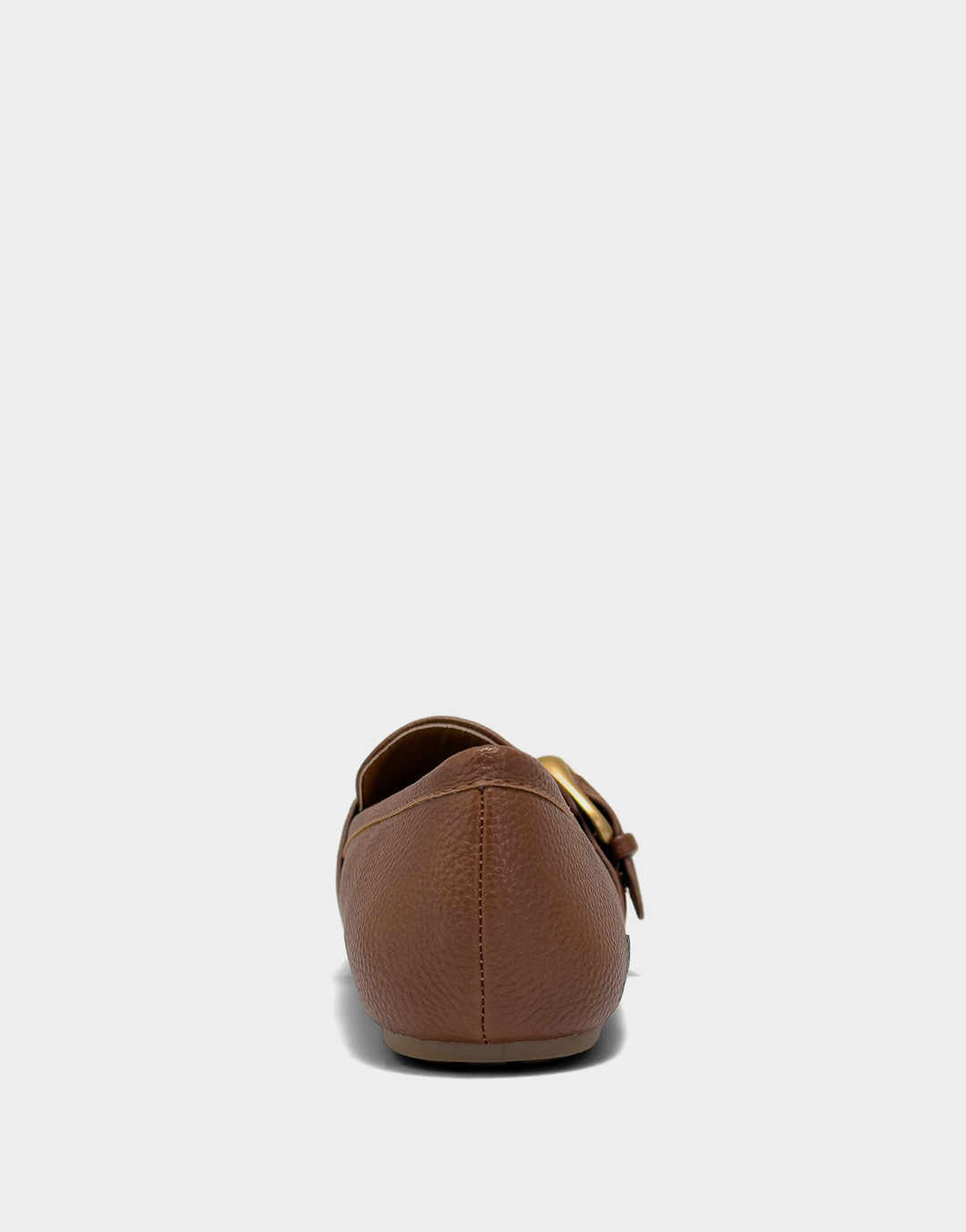 Rear view of the Aerosoles Dinetta loafer in tan faux pebbled leather with a supportive heel counter and clean, classic silhouette.