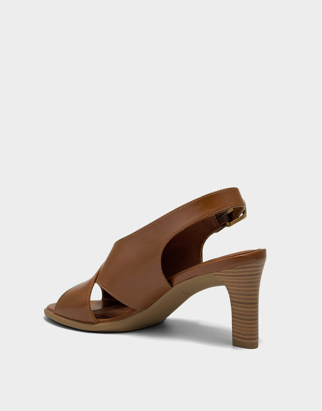 Lateral view of the Hollis platform sandal in Cognac, highlighting the retro-inspired silhouette and 3-inch stable block heel.