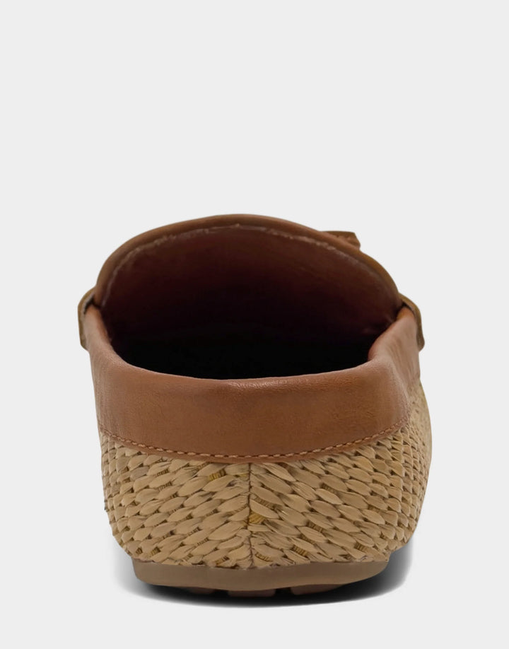 Rear view of the Daffodil loafer mule highlighting the open-back silhouette and the smooth, tailored finish of the heel bed.