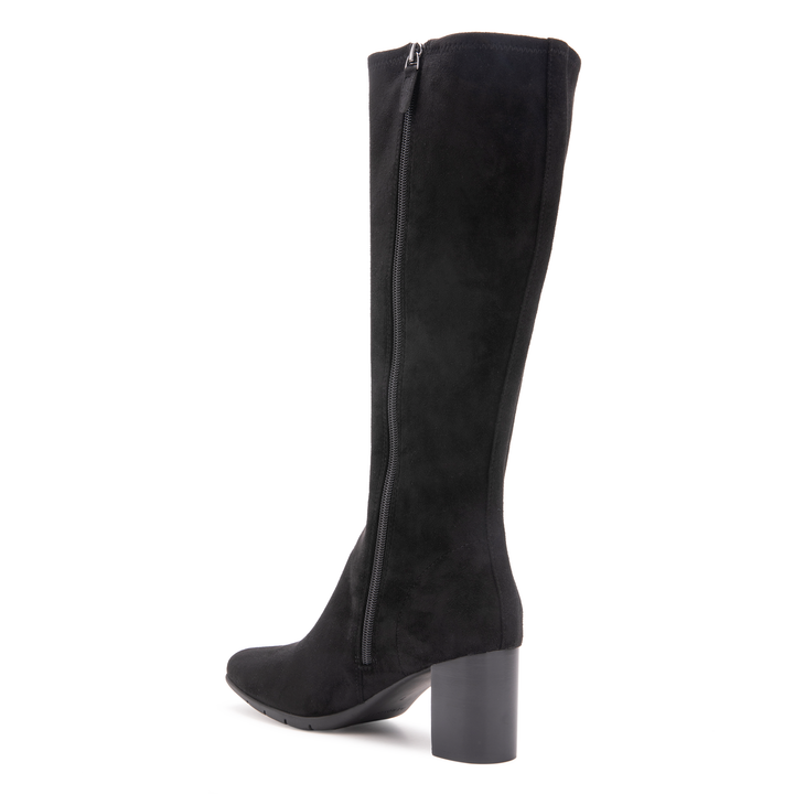 Aerosoles Micah women's black stretch faux suede knee-high boot, alternate product angle
