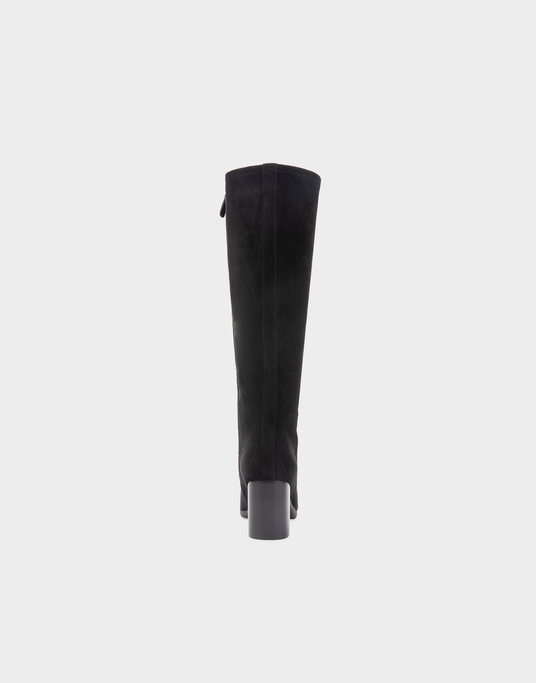 Aerosoles Micah black stretch faux suede knee-high boot showing tall shaft and block heel