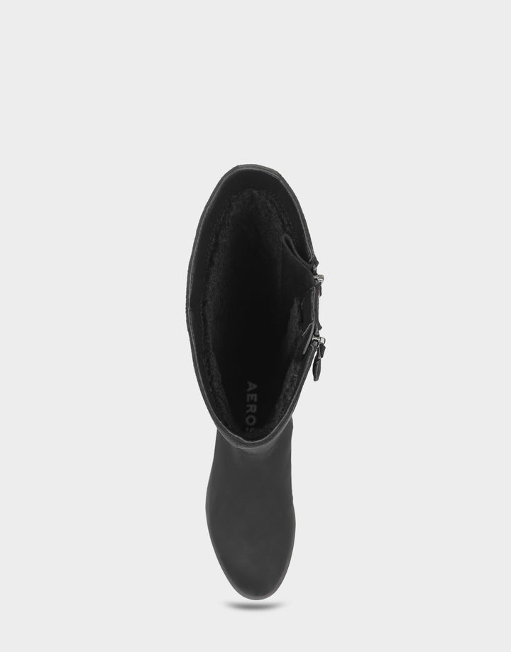 Prue Black Faux Suede/Shearling