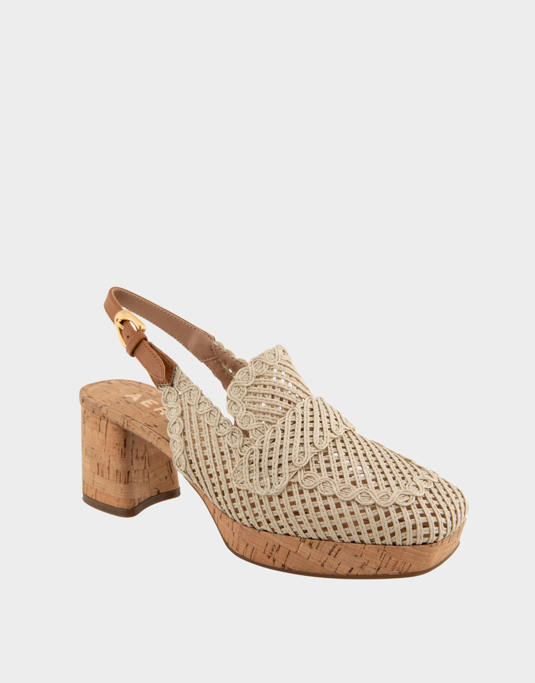 Aerosoles Women's Platform Slingback in Natural Raffia Fabric