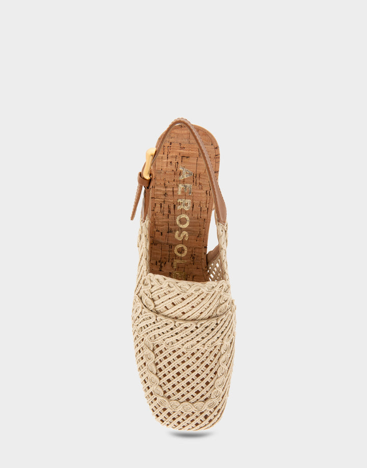 Aerosoles Women's Platform Slingback in Natural Raffia Fabric
